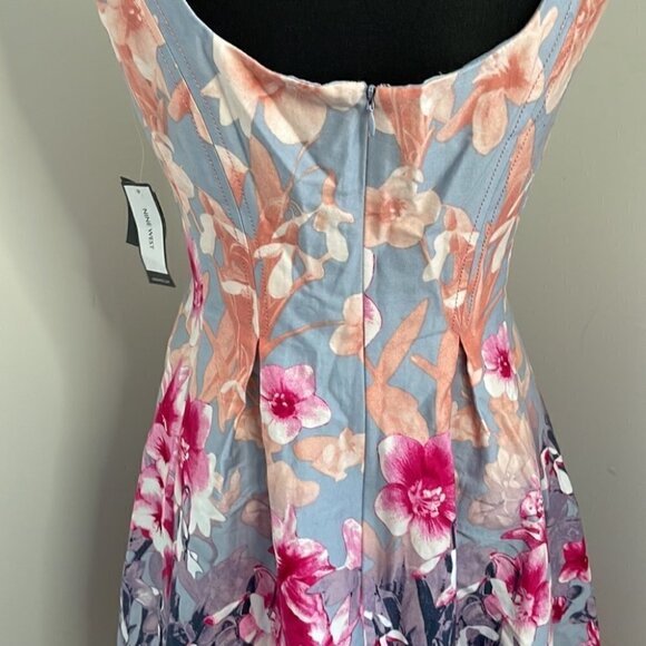Nine West NWT classic fit n flare dress Jazzberry floral party event dress sz 2 - Picture 7 of 13